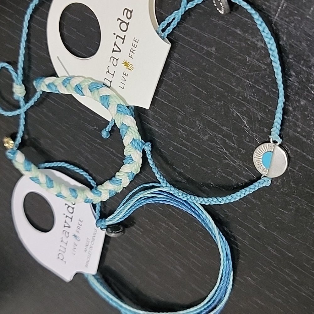 Pura Vida Bracelet and Anklet set in teal and turquoise, NWT - Picture 2 of 8